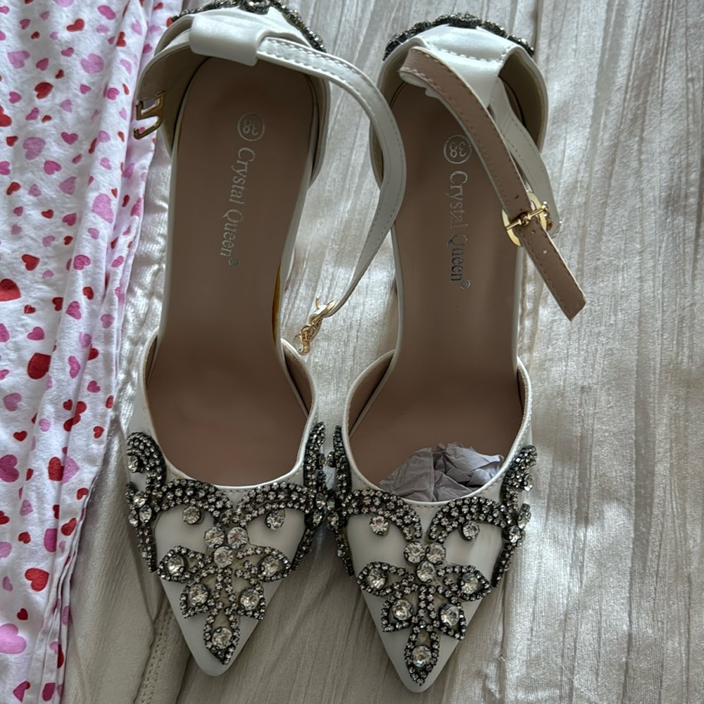 Heels wedding white  size 7.5. Size 38